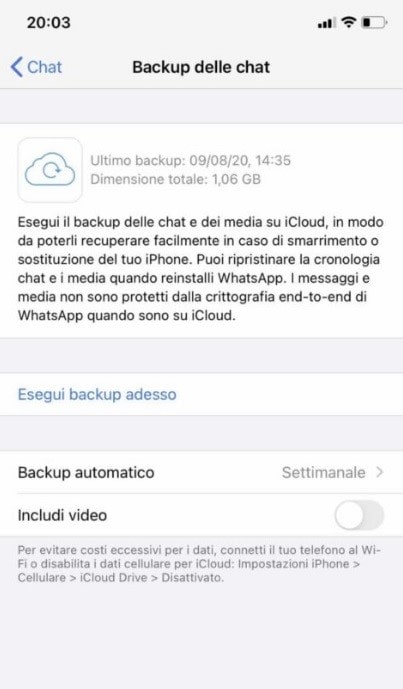 recuperare chat whatsapp su iphone